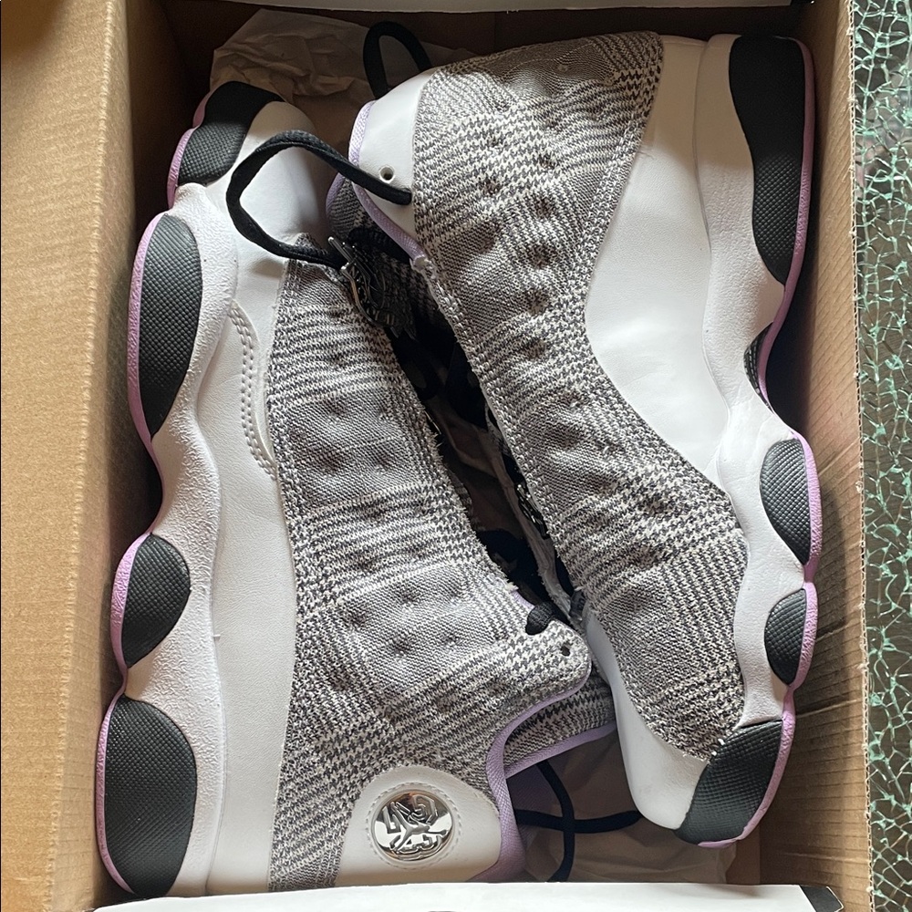 Jordan Women's Sneakers in White, Black, and Purple